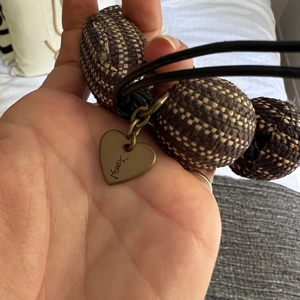 Saint Laurent YSL Logo Chunky Raffia Boho Bracelet